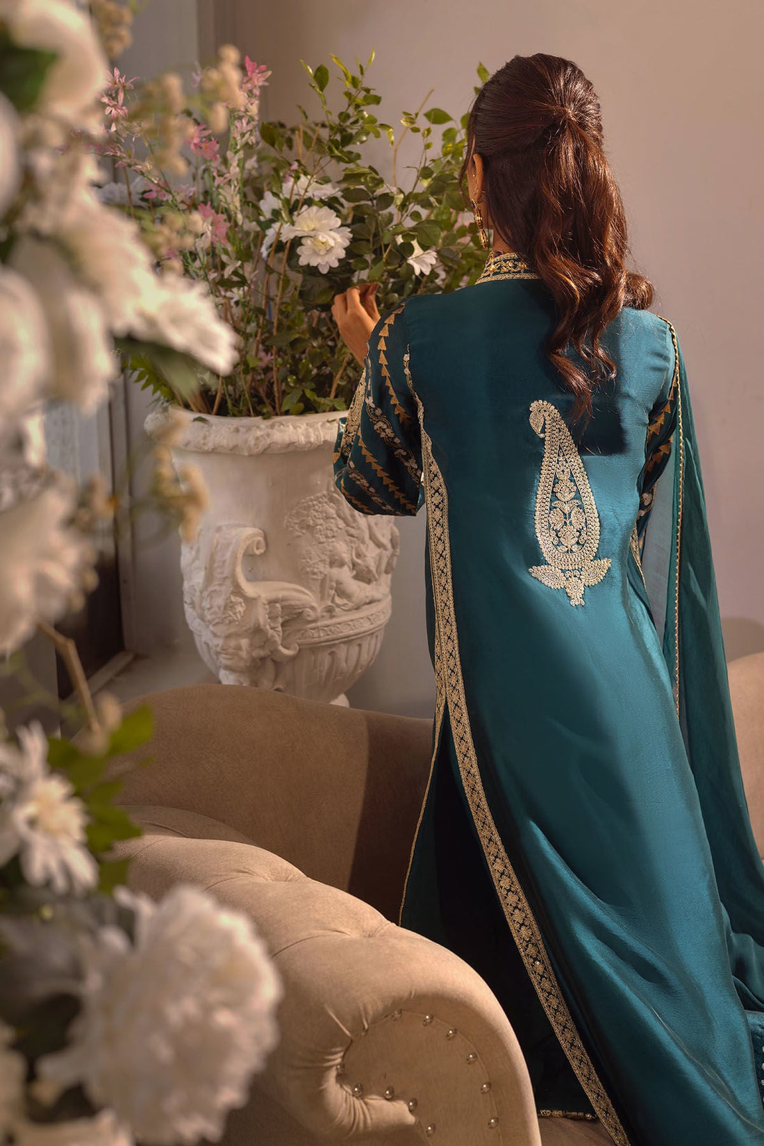 Annus Abrar | Designer Picks 24 | VISAAL EMERALD - SHIRT AND DUPATTA by Annus Abrar - Designer Dress - Type: Luxury - Available at Sana Yasir - 100% Original
