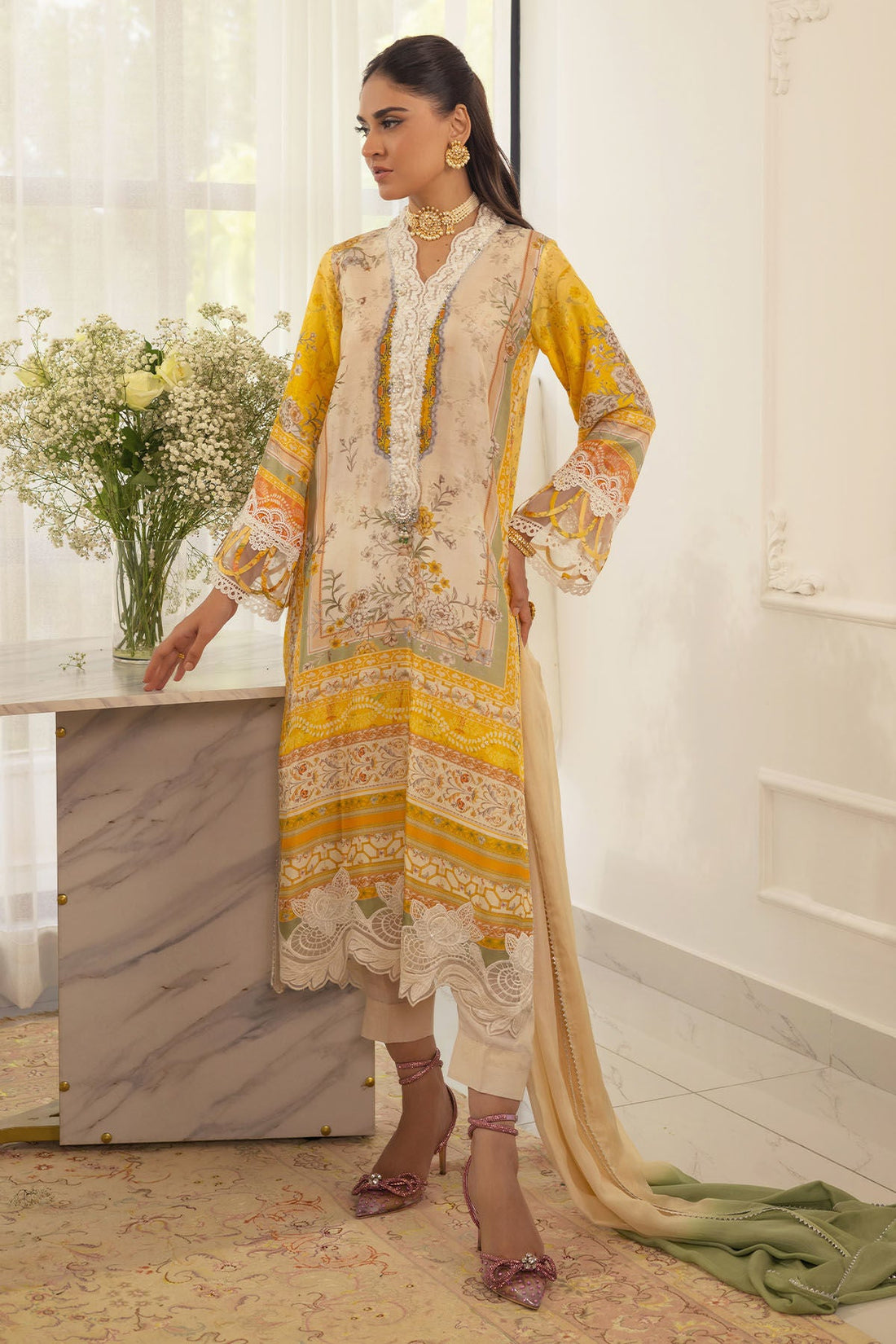 Annus Abrar | Luxe Silk Pret | ESMEYA - SHIRT AND DUPATTA by Annus Abrar - Designer Dress - Type: Luxury - Available at Sana Yasir - 100% Original