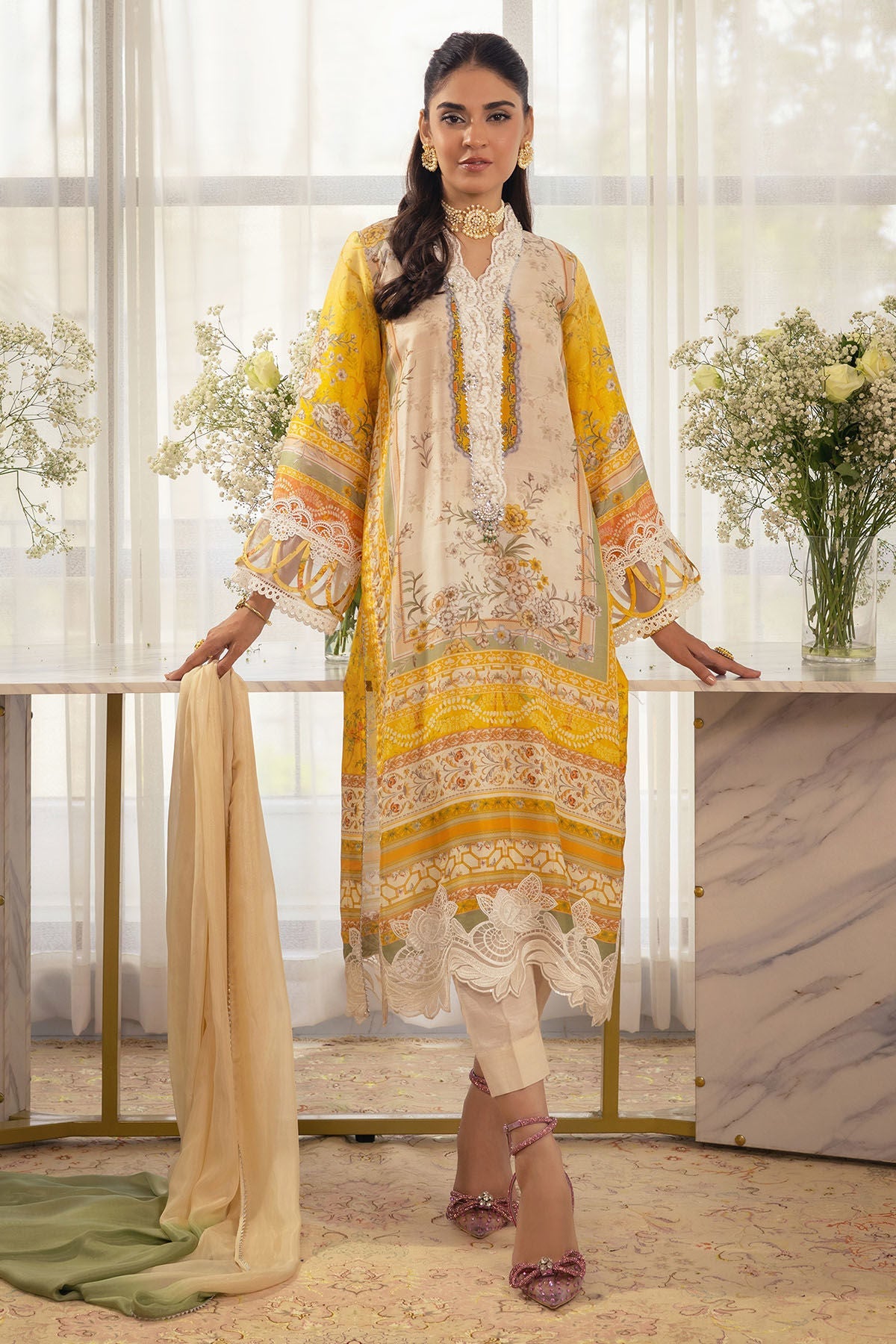 Annus Abrar | Luxe Silk Pret | ESMEYA - SHIRT AND DUPATTA by Annus Abrar - Designer Dress - Type: Luxury - Available at Sana Yasir - 100% Original