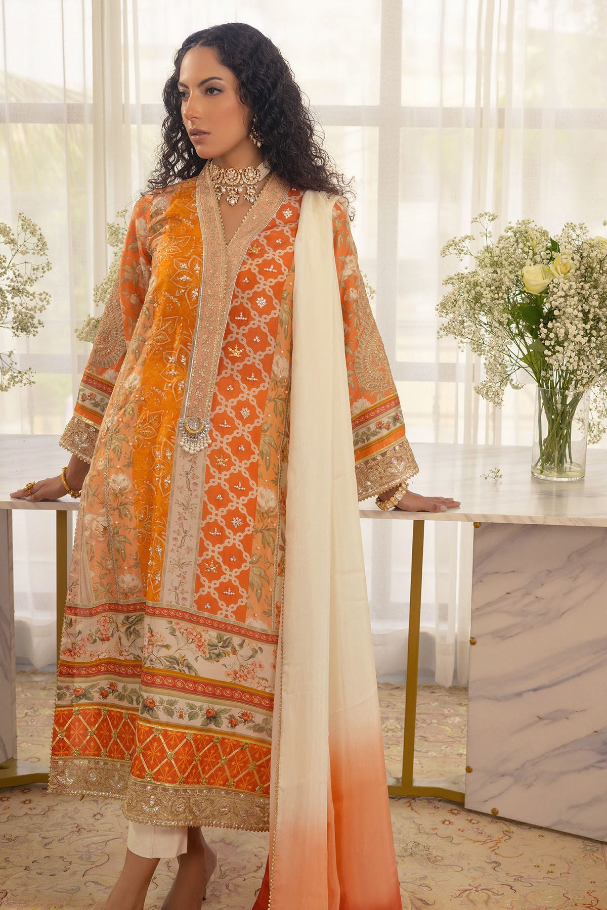 Annus Abrar | Luxe Silk Pret | LAMYA - SHIRT AND DUPATTA by Annus Abrar - Designer Dress - Type: Luxury - Available at Sana Yasir - 100% Original