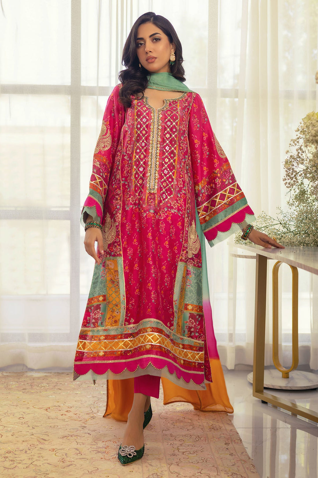 Annus Abrar | Luxe Silk Pret | RENYA-SHIRT AND DUPATTA by Annus Abrar - Designer Dress - Type: Luxury - Available at Sana Yasir - 100% Original