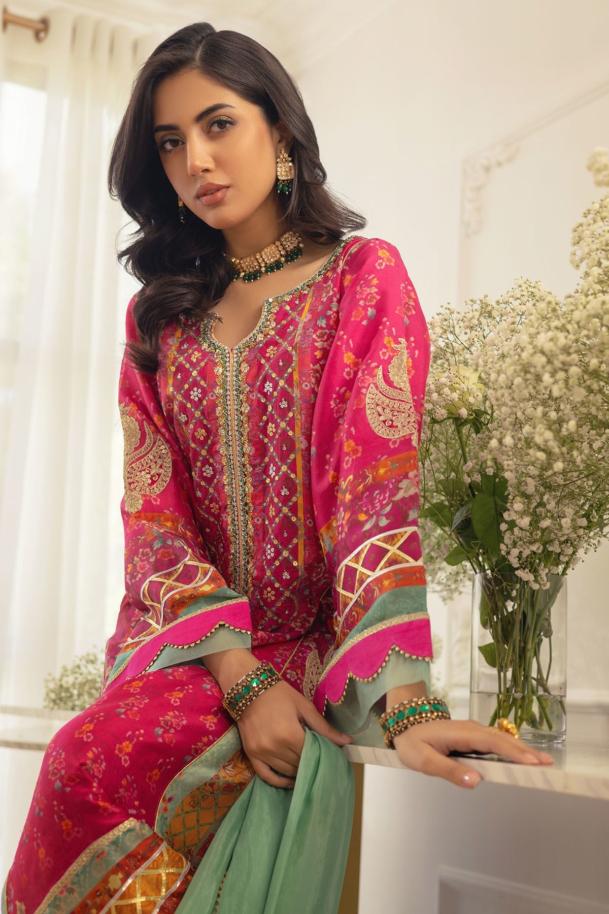 Annus Abrar | Luxe Silk Pret | RENYA-SHIRT AND DUPATTA by Annus Abrar - Designer Dress - Type: Luxury - Available at Sana Yasir - 100% Original