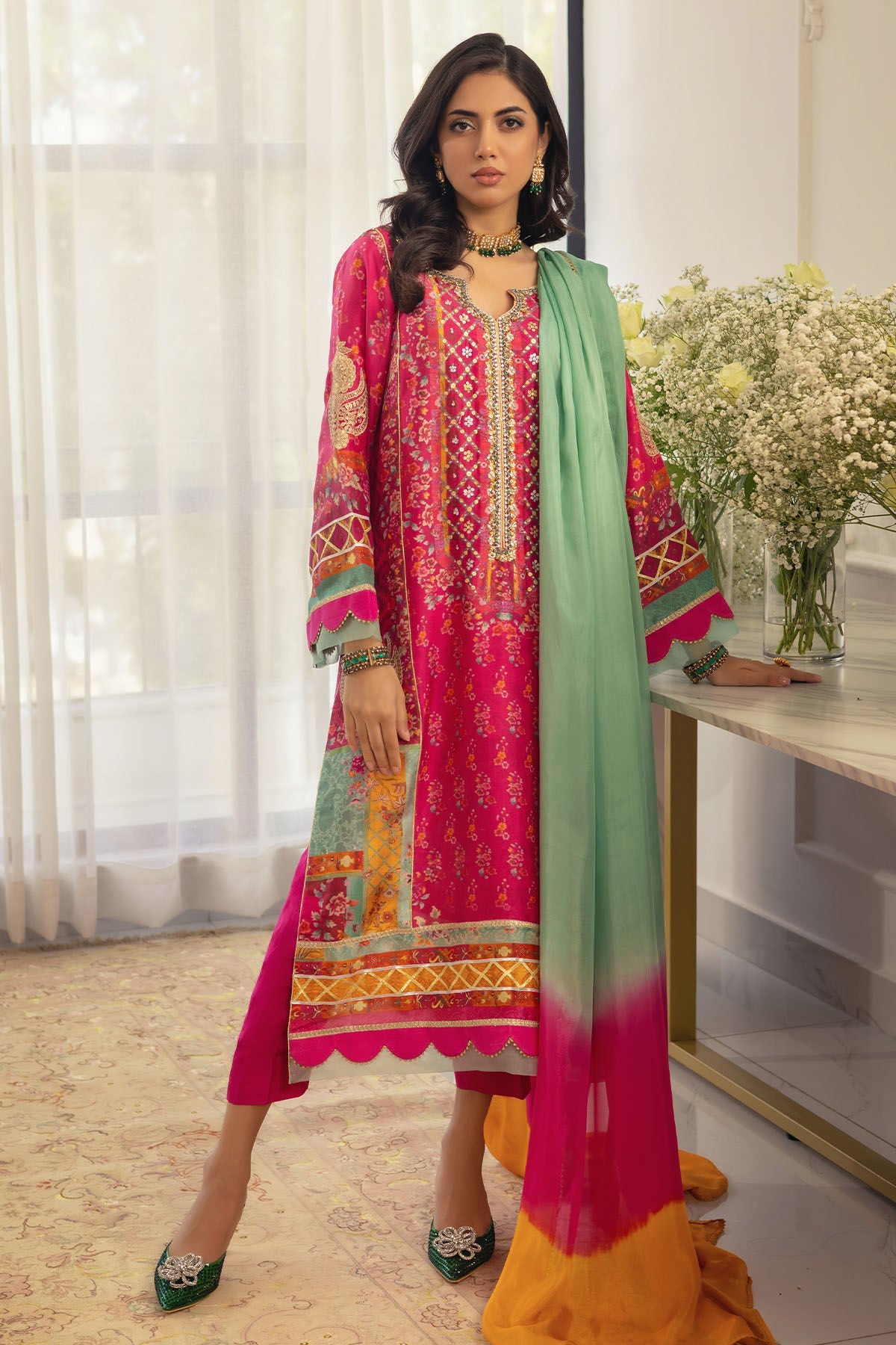 Annus Abrar | Luxe Silk Pret | RENYA-SHIRT AND DUPATTA by Annus Abrar - Designer Dress - Type: Luxury - Available at Sana Yasir - 100% Original