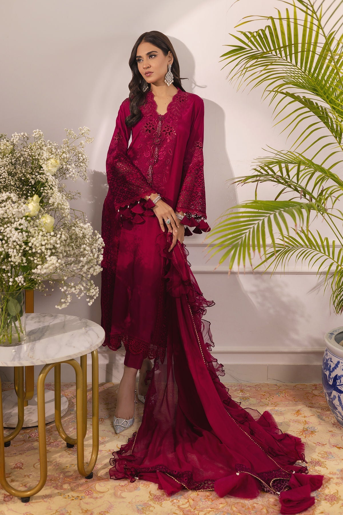 Annus Abrar | Sera Luxury | Ashni - Cranberry by Annus Abrar - Designer Dress - Type: Ladies Clothes - Available at Sana Yasir - 100% Original