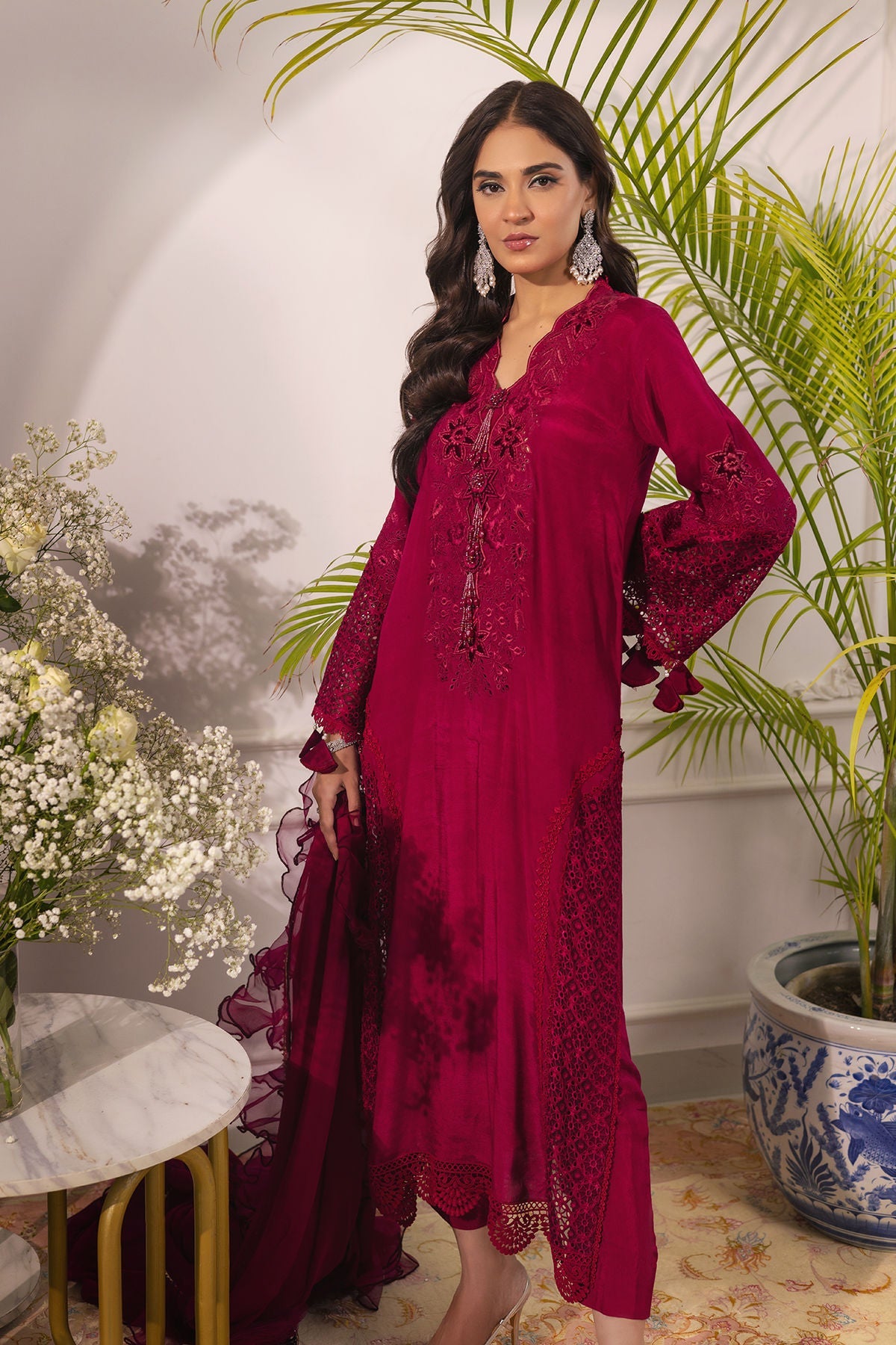 Annus Abrar | Sera Luxury | Ashni - Cranberry by Annus Abrar - Designer Dress - Type: Ladies Clothes - Available at Sana Yasir - 100% Original