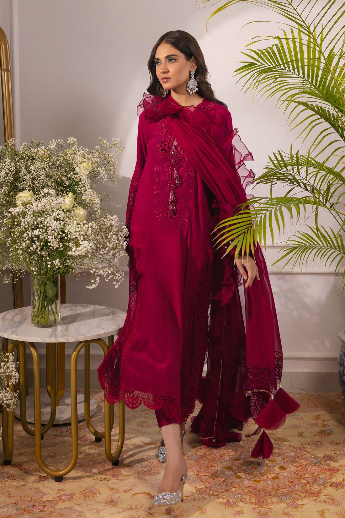 Annus Abrar | Sera Luxury | Ashni - Cranberry by Annus Abrar - Designer Dress - Type: Ladies Clothes - Available at Sana Yasir - 100% Original