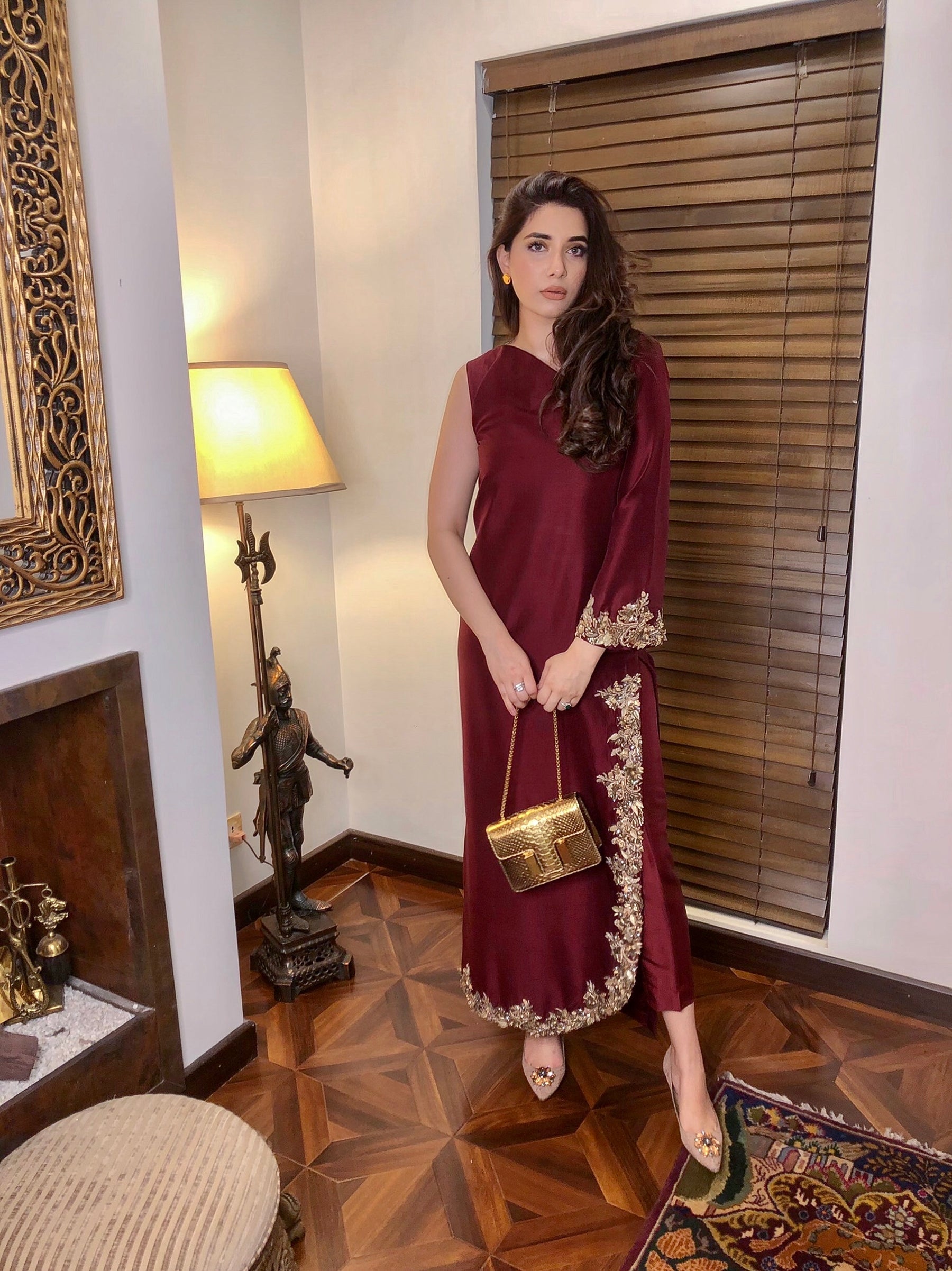 Ayesha and Usman | Grape Wine Luxury Pret | Claret by Ayesha and Usman - Designer Dress - Type: Ladies Clothes - Available at Sana Yasir - 100% Original