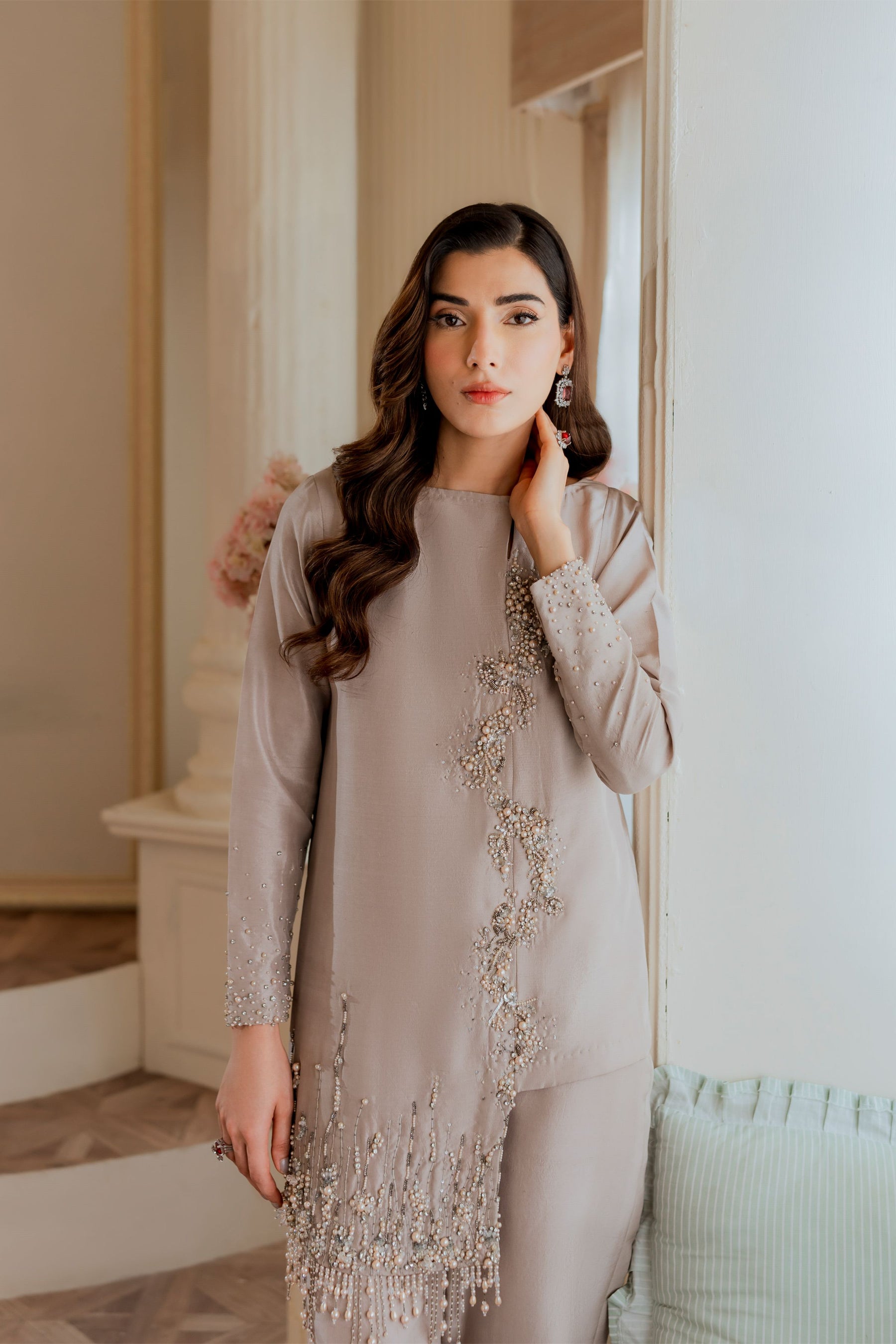 Ayesha and Usman | Grape Wine Luxury Pret | Gleam by Ayesha and Usman - Designer Dress - Type: Ladies Clothes - Available at Sana Yasir - 100% Original
