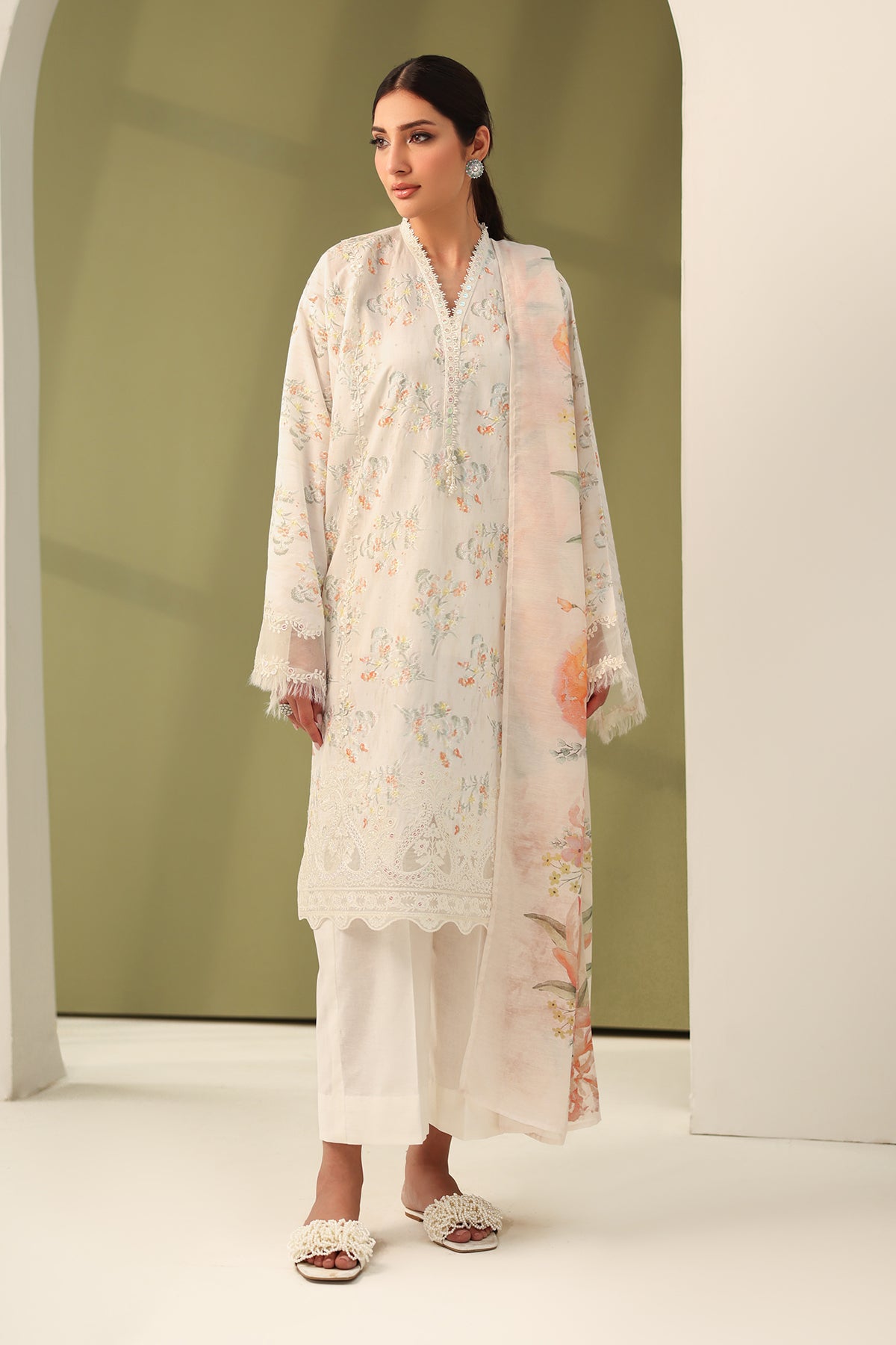 Baroque | Eid Printique | EMBROIDERED PRINTED LAWN UF-4181 by Baroque - Designer Dress - Type: Ladies Clothes - Available at Sana Yasir - 100% Original