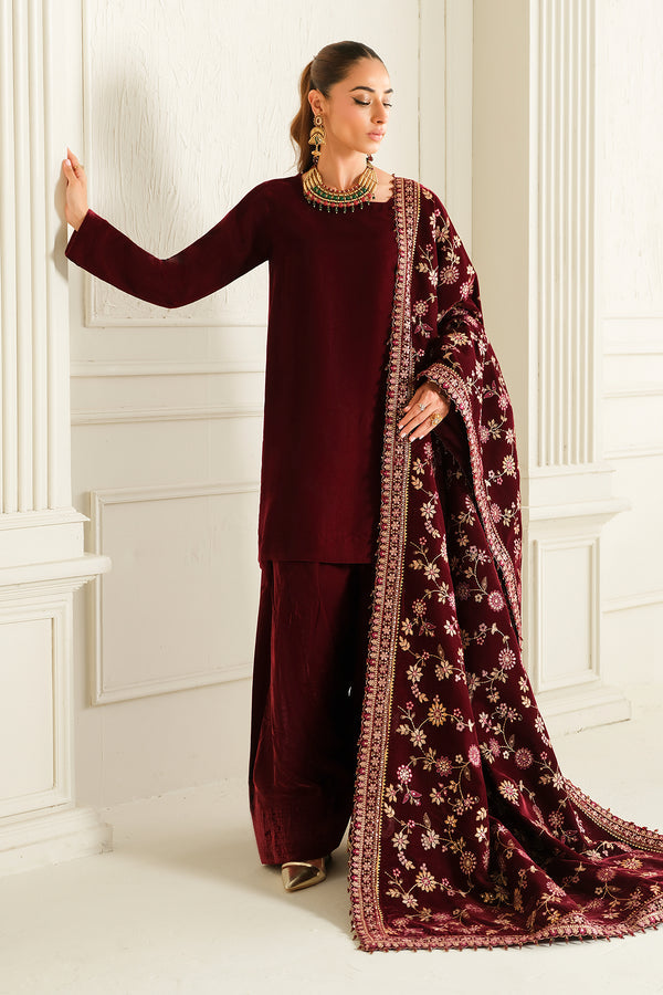 Baroque | Luxury Pret 24 | VELVET SUIT PR-1013 by Baroque - Designer Dress - Type: Ladies Clothes - Available at Sana Yasir - 100% Original