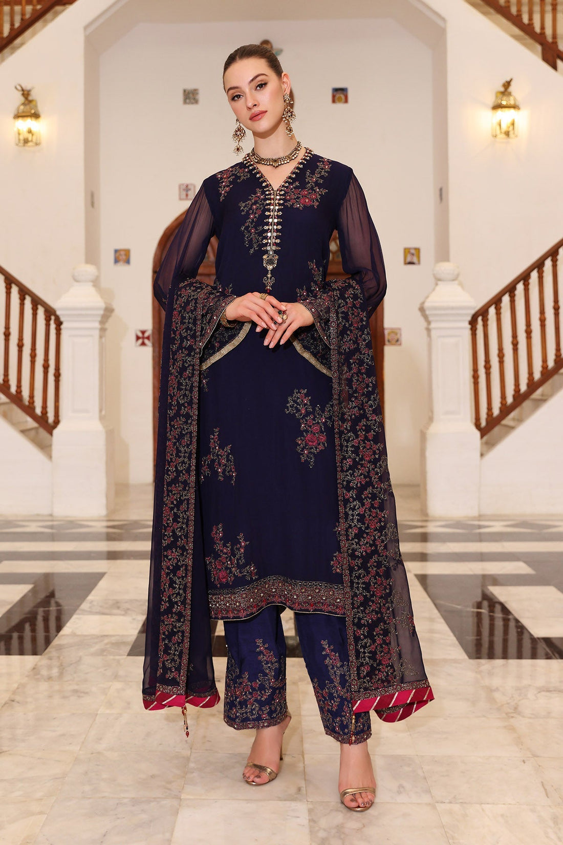 Chinyere | Formal Wedding Exclusive | INDIGO BUNCH (AA5260) by Chinyere - Designer Dress - Type: Ladies Clothes - Available at Sana Yasir - 100% Original