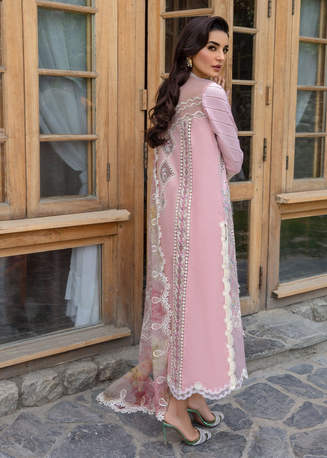 Crimson | Lawn 2024 | A Floral Mesh - Rose Pink by Crimson - Designer Dress - Type: Luxury - Available at Sana Yasir - 100% Original