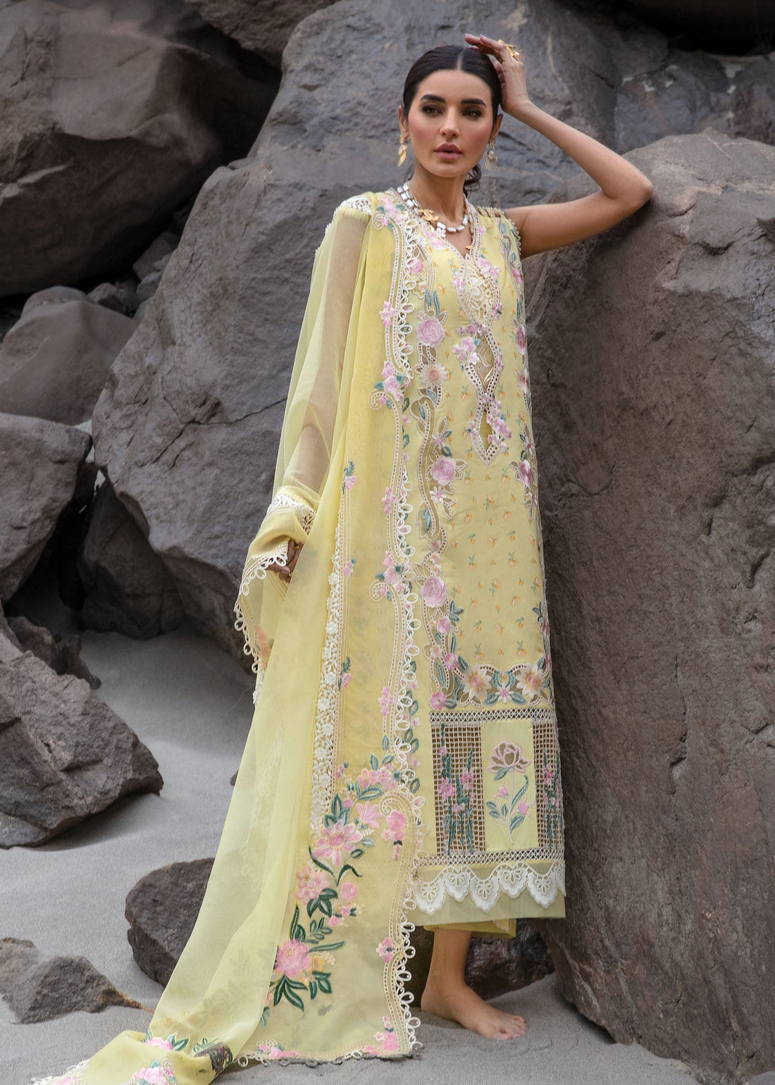 Crimson | Lawn 2024 | Believe In Her - Topaz Yellow by Crimson - Designer Dress - Type: Luxury - Available at Sana Yasir - 100% Original