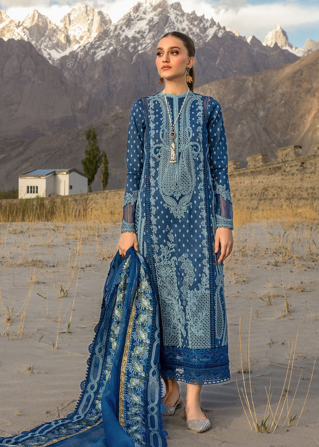 Crimson | Lawn 2024 | Dancing Paisleys - Cobalt by Crimson - Designer Dress - Type: Luxury - Available at Sana Yasir - 100% Original
