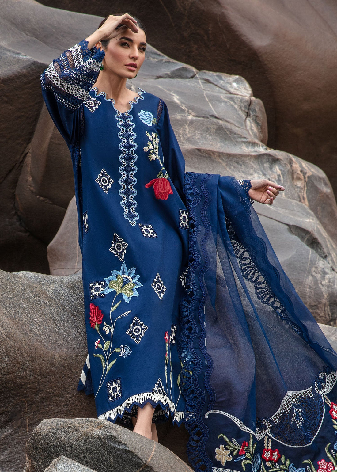 Crimson | Lawn 2024 | Into The Wild - Midnight Blue by Crimson - Designer Dress - Type: Luxury - Available at Sana Yasir - 100% Original