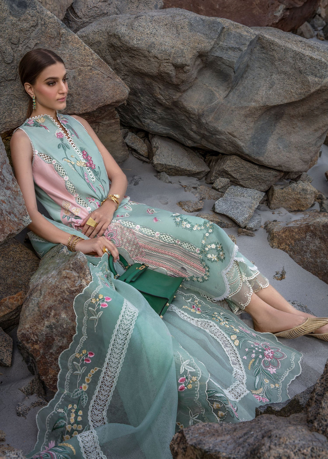 Crimson | Lawn 2024 | Sun Kissed - Sea Foam by Crimson - Designer Dress - Type: Luxury - Available at Sana Yasir - 100% Original