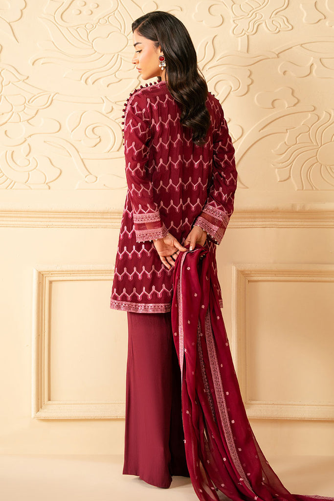 Cross Stitch | Luxe Atelier 25 | BURGUNDY BLISS by Cross Stitch - Designer Dress - Type: Ladies Clothes - Available at Sana Yasir - 100% Original
