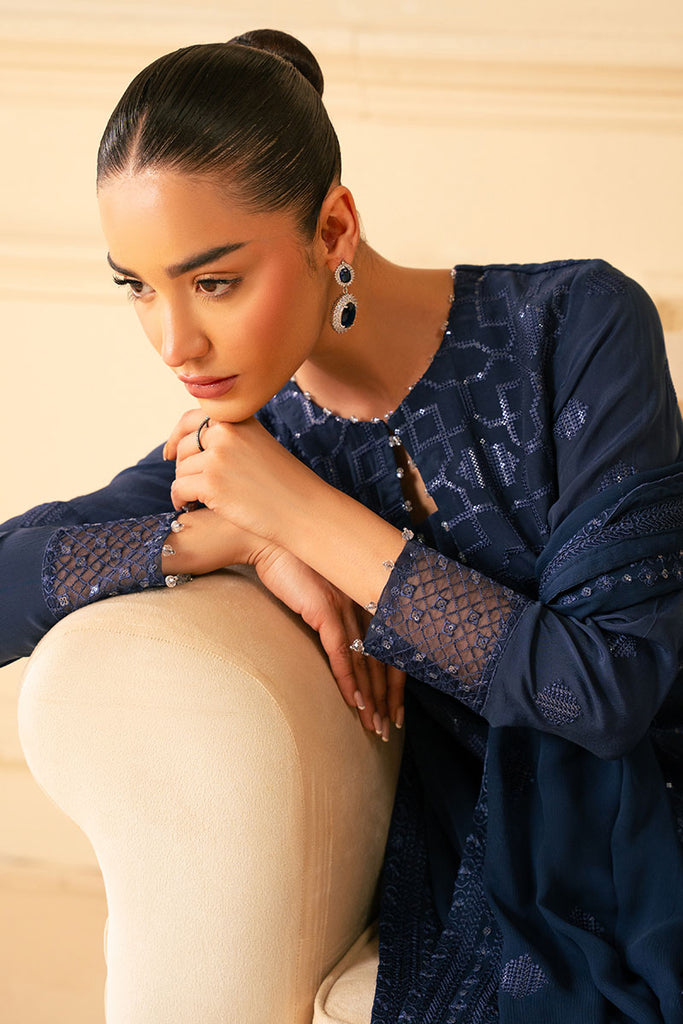 Cross Stitch | Luxe Atelier 25 | INDIGO BLUE by Cross Stitch - Designer Dress - Type: Ladies Clothes - Available at Sana Yasir - 100% Original