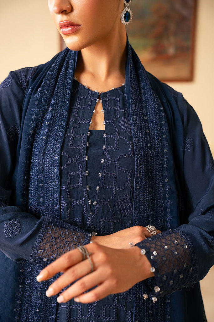 Cross Stitch | Luxe Atelier 25 | INDIGO BLUE by Cross Stitch - Designer Dress - Type: Ladies Clothes - Available at Sana Yasir - 100% Original