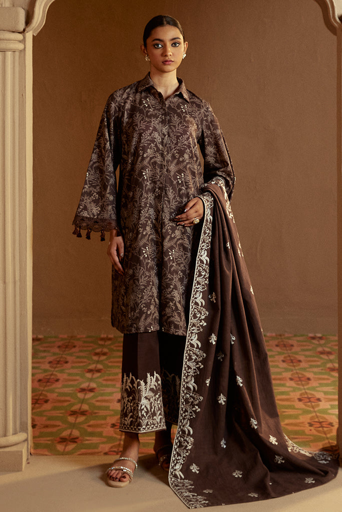 Cross Stitch | Winter Collection 24 | NUTMEG NOIR by Cross Stitch - Designer Dress - Type: Ladies Clothes - Available at Sana Yasir - 100% Original