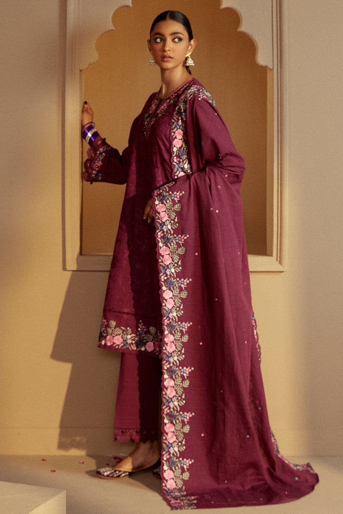 Cross Stitch | Winter Collection 24 | PLUM RADIANCE by Cross Stitch - Designer Dress - Type: Ladies Clothes - Available at Sana Yasir - 100% Original
