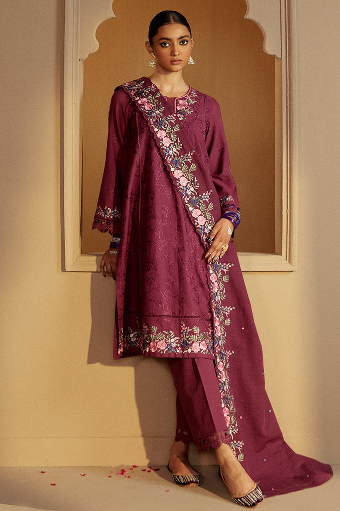 Cross Stitch | Winter Collection 24 | PLUM RADIANCE by Cross Stitch - Designer Dress - Type: Ladies Clothes - Available at Sana Yasir - 100% Original