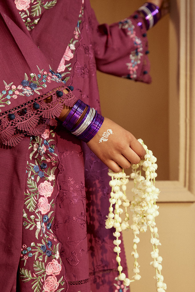 Cross Stitch | Winter Collection 24 | PLUM RADIANCE by Cross Stitch - Designer Dress - Type: Ladies Clothes - Available at Sana Yasir - 100% Original