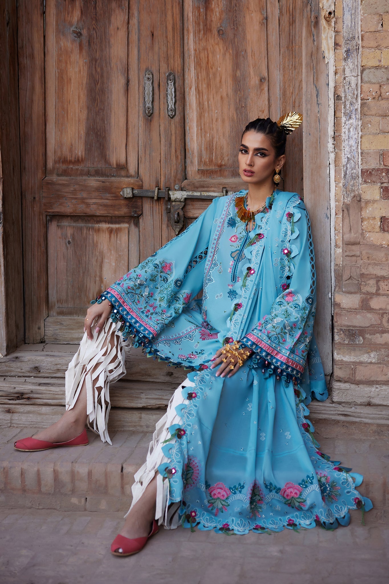 Elan | Luxury Lawn 25 | ISLA BLEU (EL25-11 A) by Elan - Designer Dress - Type: Ladies Clothes - Available at Sana Yasir - 100% Original