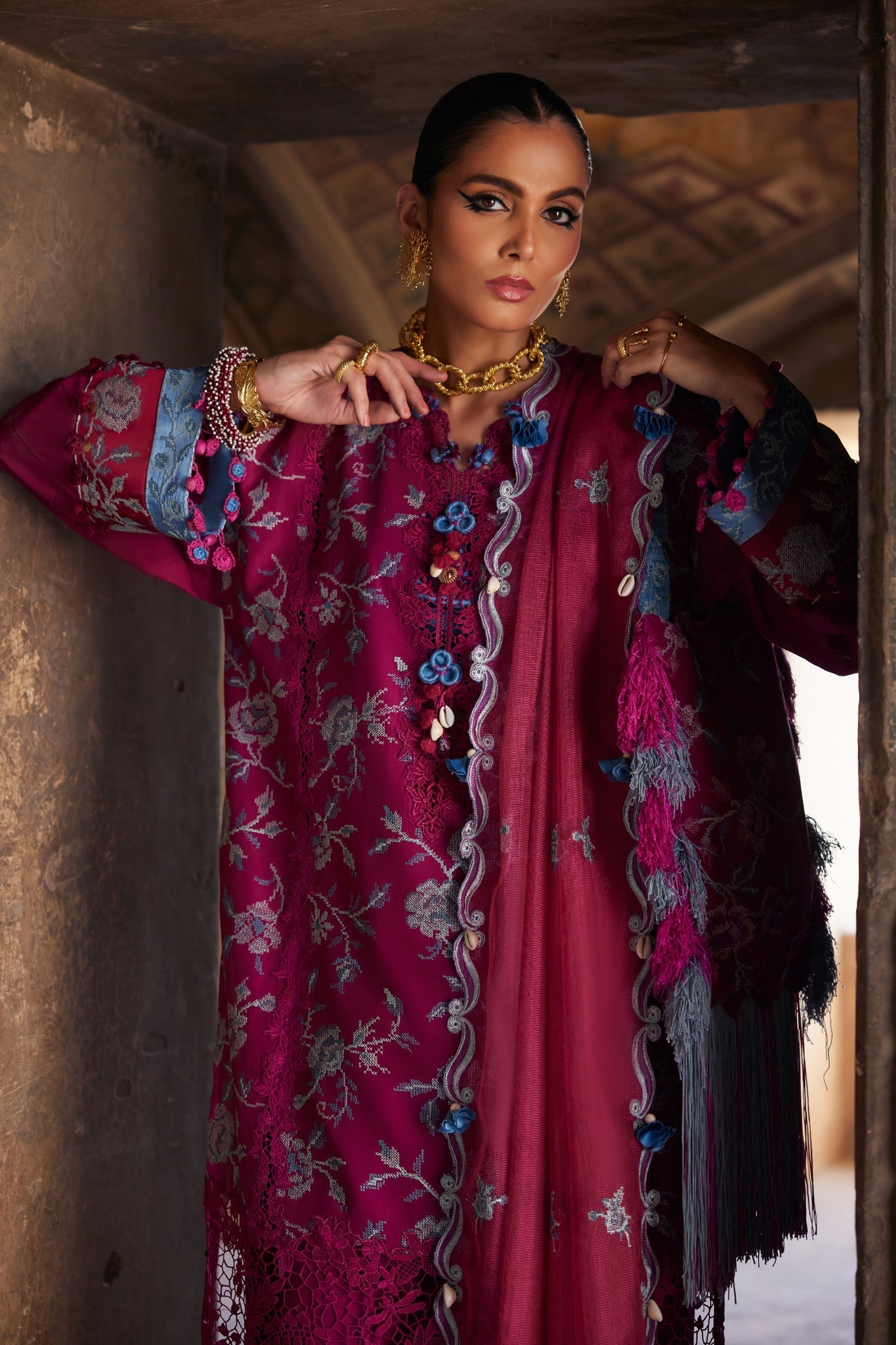 Elan | Luxury Lawn 25 | OPHELIA (EL25-10 B) by Elan - Designer Dress - Type: Ladies Clothes - Available at Sana Yasir - 100% Original