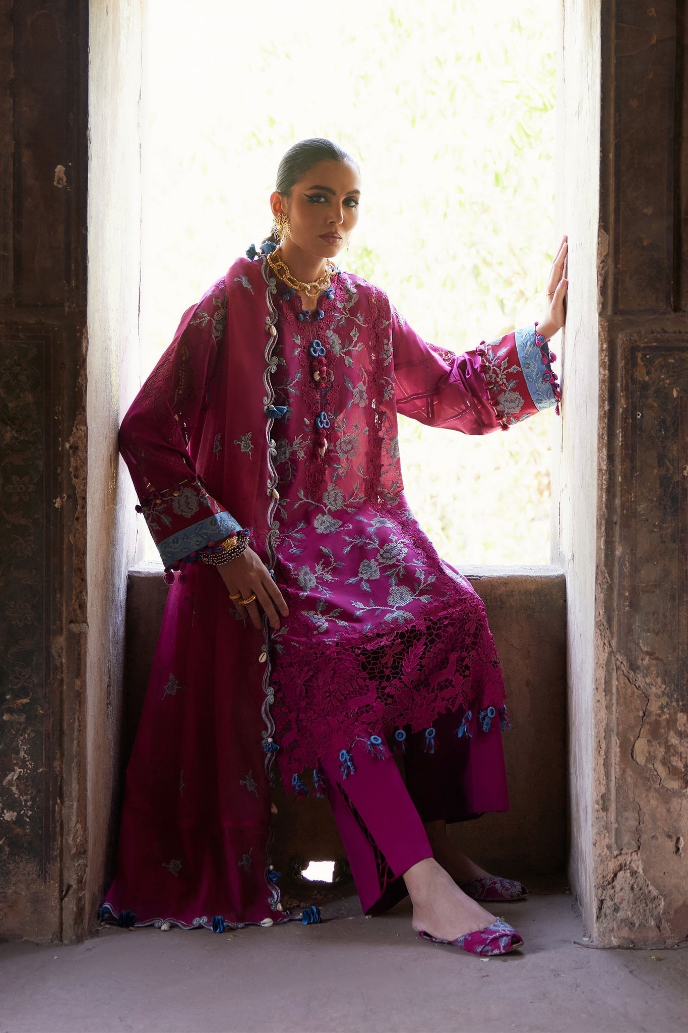 Elan | Luxury Lawn 25 | OPHELIA (EL25-10 B) by Elan - Designer Dress - Type: Ladies Clothes - Available at Sana Yasir - 100% Original