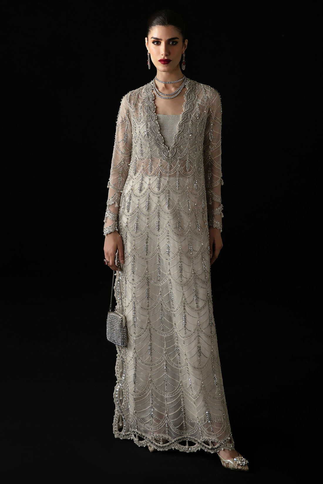 Elan | Pret Crepusule | LUMIERE DE NEIG (EP-21302) by Elan - Designer Dress - Type: Ladies Clothes - Available at Sana Yasir - 100% Original