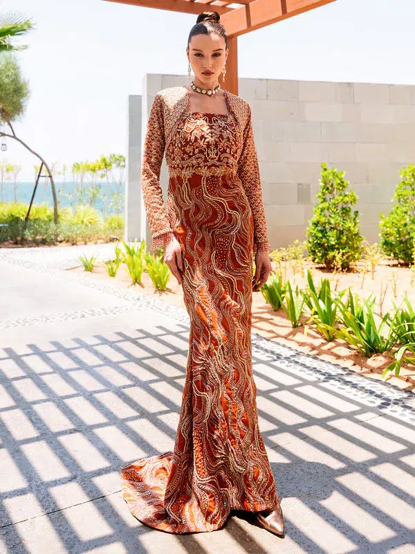 Epoque | Ciel Luxury Couture | Ochre by Epoque - Designer Dress - Type: Formal - Available at Sana Yasir - 100% Original