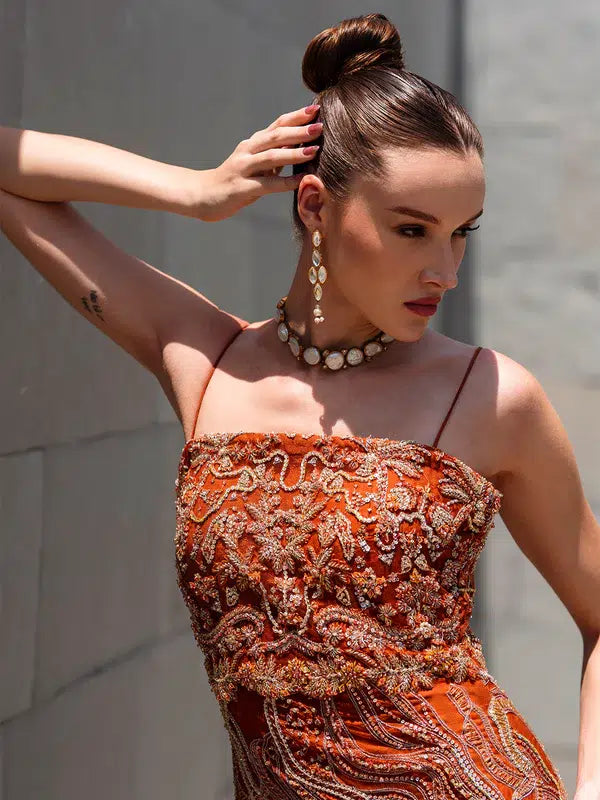 Epoque | Ciel Luxury Couture | Ochre by Epoque - Designer Dress - Type: Formal - Available at Sana Yasir - 100% Original