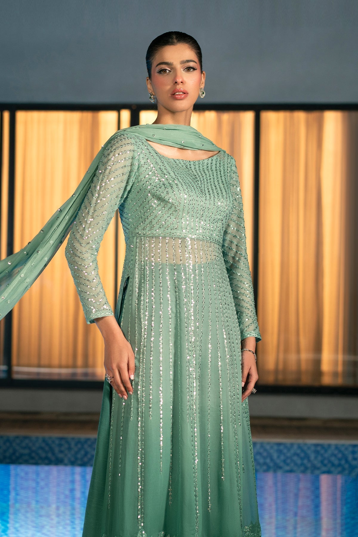 Fahad Hussayn | Lawn Banger | Midnight Aura by Erum Khan - Designer Dress - Type: Ladies Clothes - Available at Sana Yasir - 100% Original
