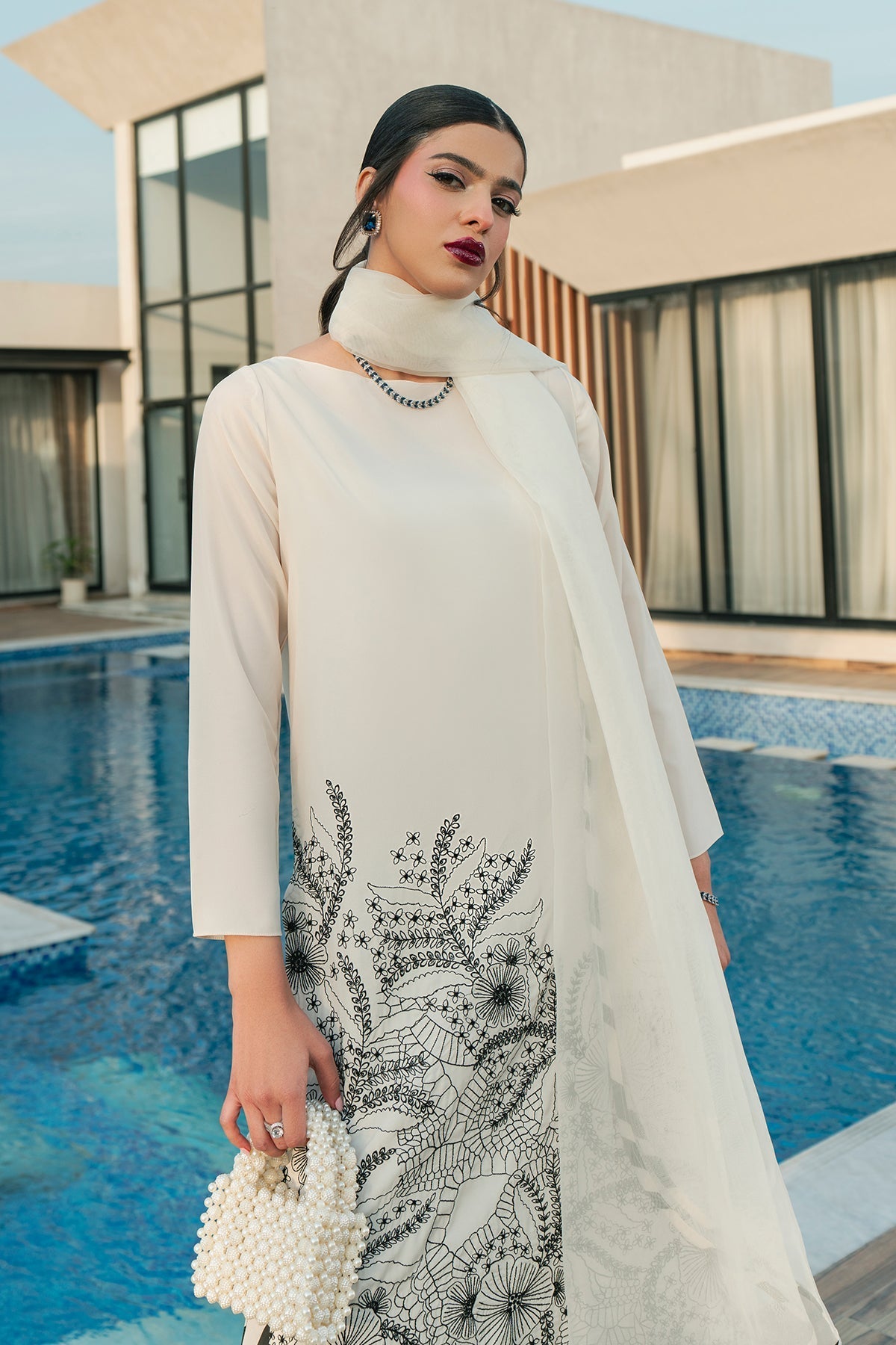 Fahad Hussayn | Lawn Banger | Monochrome Babe by Erum Khan - Designer Dress - Type: Ladies Clothes - Available at Sana Yasir - 100% Original