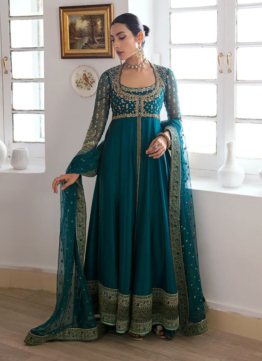 Farah Talib Aziz | Mayna Festive Luxe | AFRA TEAL by Farah Talib Aziz - Designer Dress - Type: Bridal - Available at Sana Yasir - 100% Original