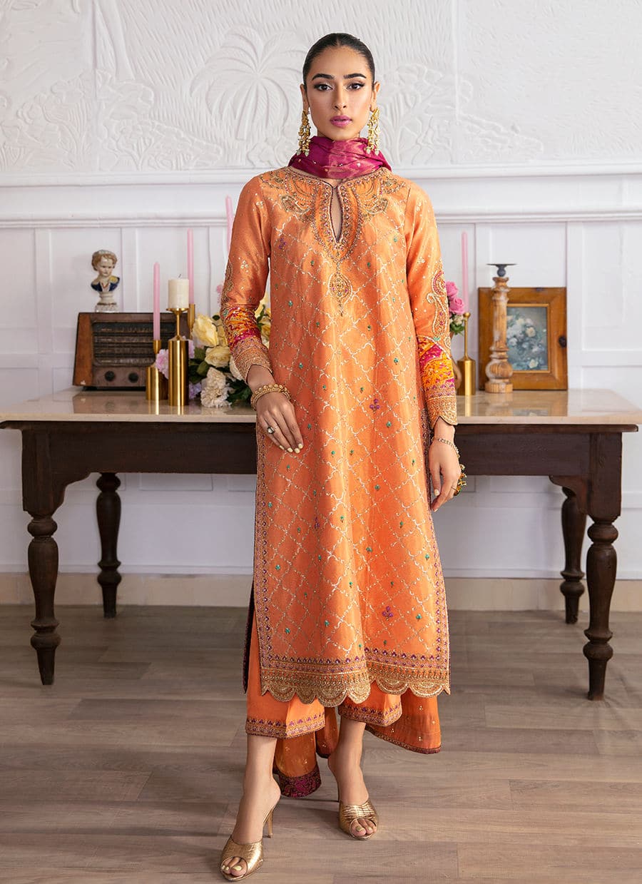 Farah Talib Aziz | Mayna Festive Luxe | ALEEN APRICOT by Farah Talib Aziz - Designer Dress - Type: Bridal - Available at Sana Yasir - 100% Original