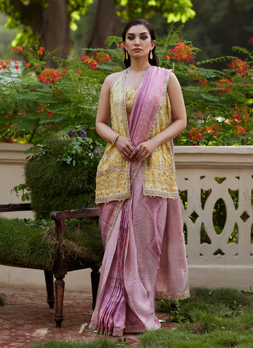Farah Talib Aziz | Mayna Festive Prints 24 | Iqala Saree, Blouse And Jacket by Farah Talib Aziz - Designer Dress - Type: Ladies Clothes - Available at Sana Yasir - 100% Original