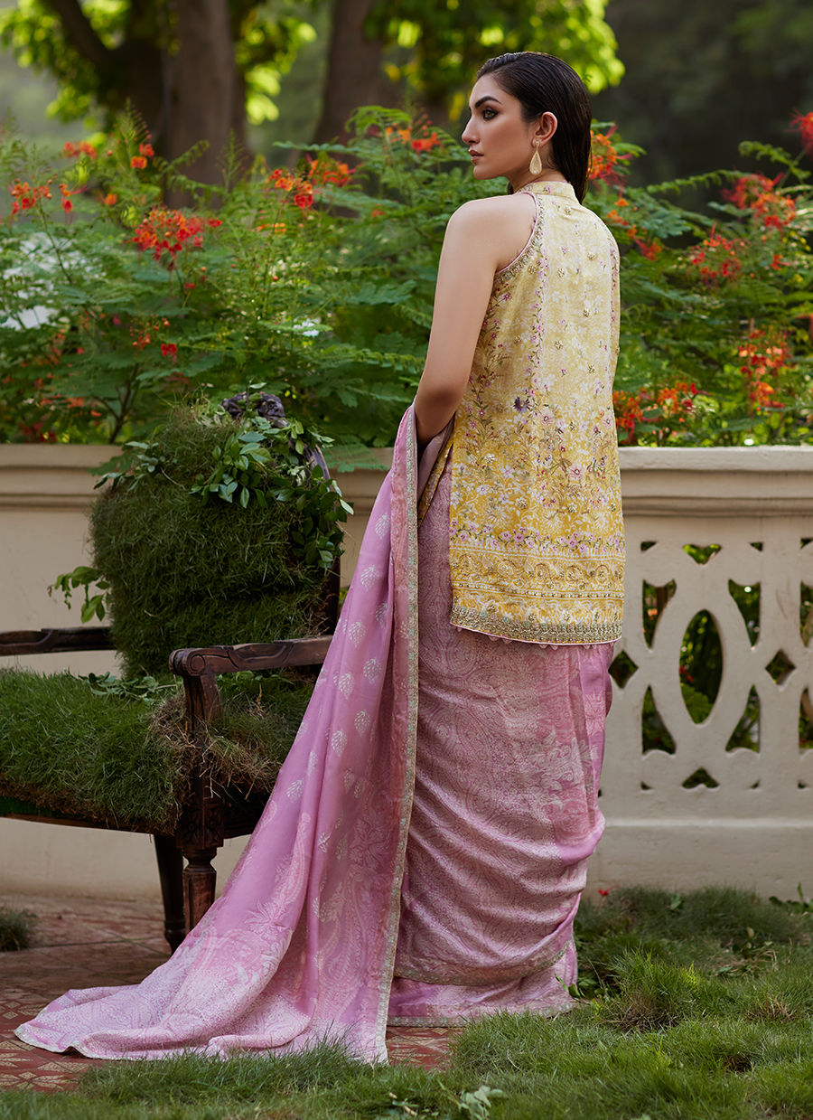 Farah Talib Aziz | Mayna Festive Prints 24 | Iqala Saree, Blouse And Jacket by Farah Talib Aziz - Designer Dress - Type: Ladies Clothes - Available at Sana Yasir - 100% Original