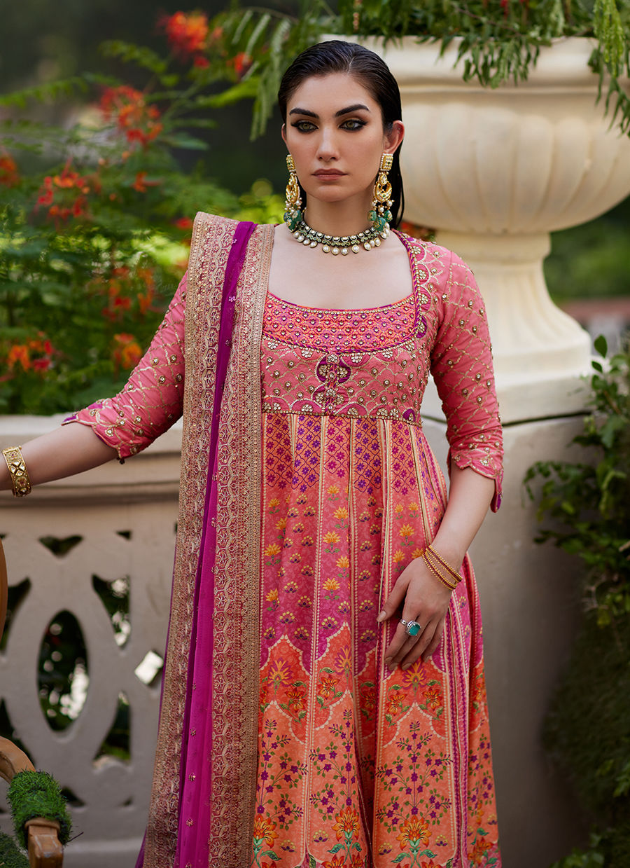 Farah Talib Aziz | Mayna Festive Prints 24 | Noorie Kalidaar And Dupatta by Farah Talib Aziz - Designer Dress - Type: Ladies Clothes - Available at Sana Yasir - 100% Original