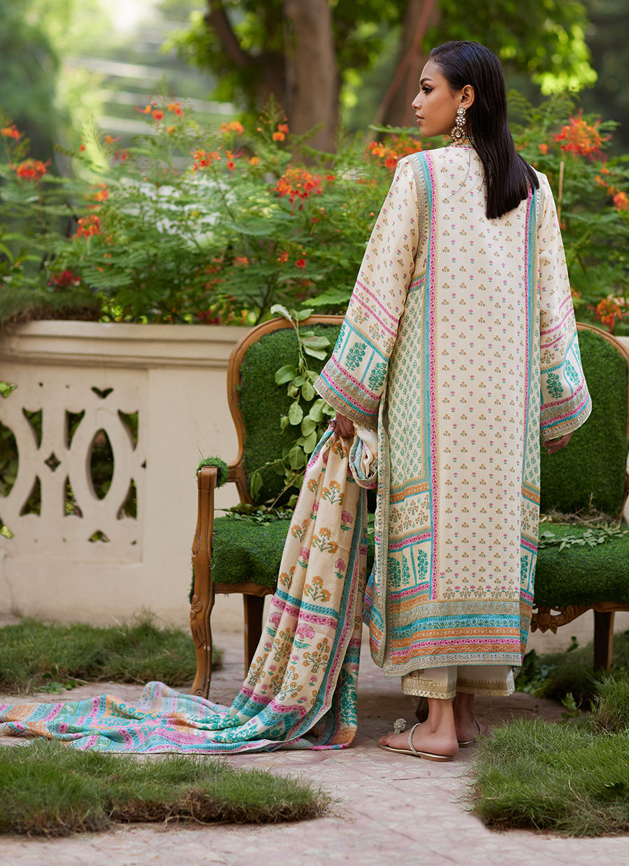 Farah Talib Aziz | Mayna Festive Prints 24 | Nural Ivory Kurta And Dupatta by Farah Talib Aziz - Designer Dress - Type: Ladies Clothes - Available at Sana Yasir - 100% Original