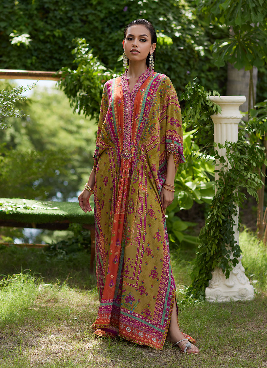 Farah Talib Aziz | Mayna Festive Prints 24 | Qailah Kaftan by Farah Talib Aziz - Designer Dress - Type: Ladies Clothes - Available at Sana Yasir - 100% Original