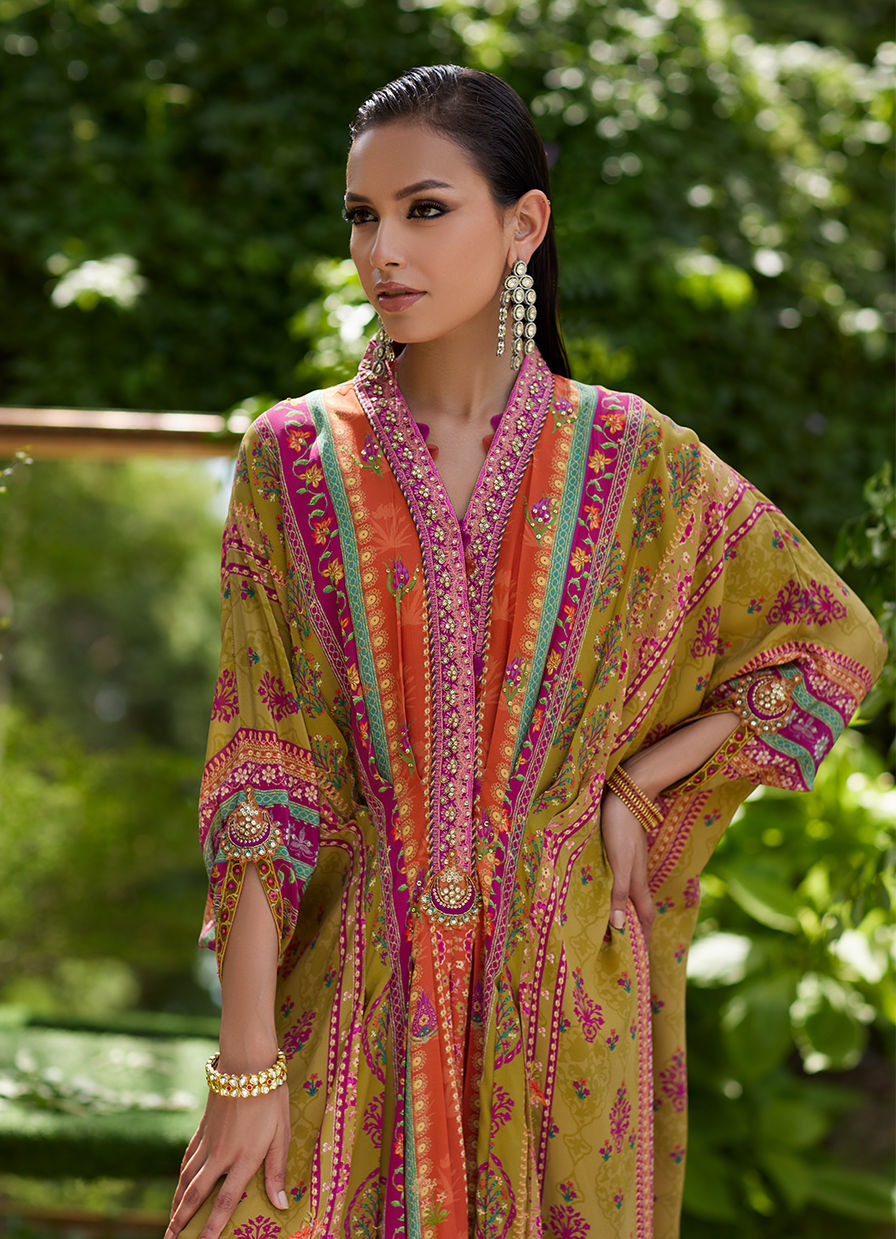 Farah Talib Aziz | Mayna Festive Prints 24 | Qailah Kaftan by Farah Talib Aziz - Designer Dress - Type: Ladies Clothes - Available at Sana Yasir - 100% Original