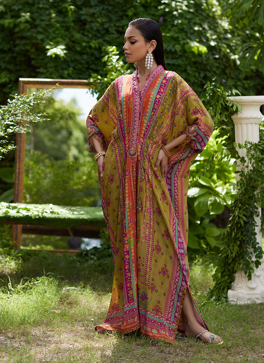 Farah Talib Aziz | Mayna Festive Prints 24 | Qailah Kaftan by Farah Talib Aziz - Designer Dress - Type: Ladies Clothes - Available at Sana Yasir - 100% Original