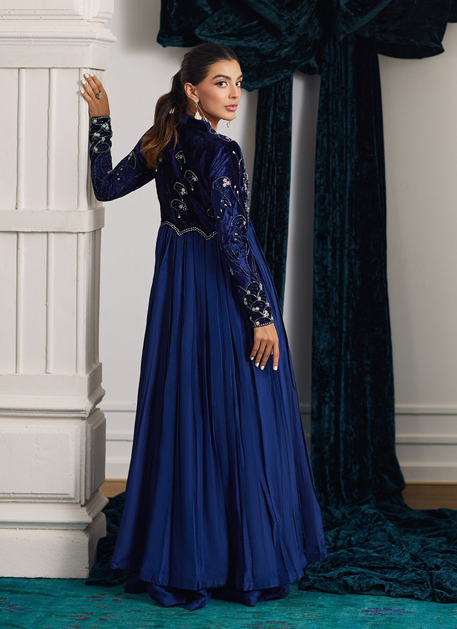 Farah Talib Aziz | Velvets The After Party | KISMET PERSIAN BLUE KALIDAAR by Farah Talib Aziz - Designer Dress - Type: Ladies Clothes - Available at Sana Yasir - 100% Original