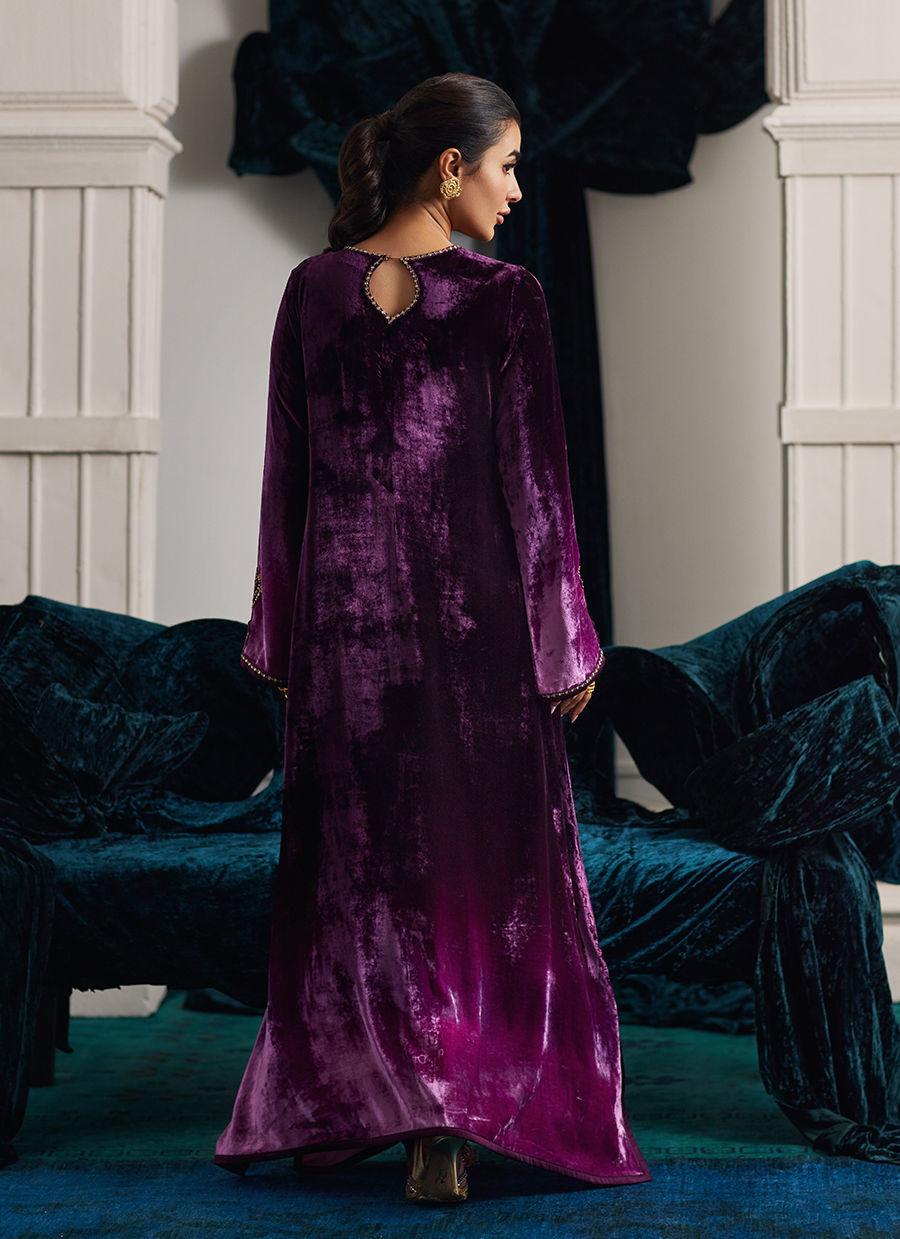 Farah Talib Aziz | Velvets The After Party | NIA OMBRE VELVET KAFTAN by Farah Talib Aziz - Designer Dress - Type: Ladies Clothes - Available at Sana Yasir - 100% Original
