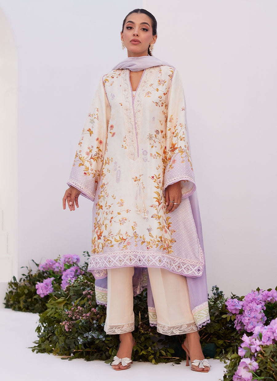 Farah Talib Aziz | Zaza Prints 24 | AMETHYST TRELLIS SHIRT AND DUPATTA by Farah Talib Aziz - Designer Dress - Type: Luxury - Available at Sana Yasir - 100% Original