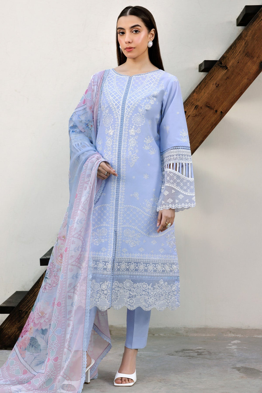 Farasha | Summer Weaves Embroidered Lawn | Serene Blue by Farasha - Designer Dress - Type: Ladies Clothes - Available at Sana Yasir - 100% Original