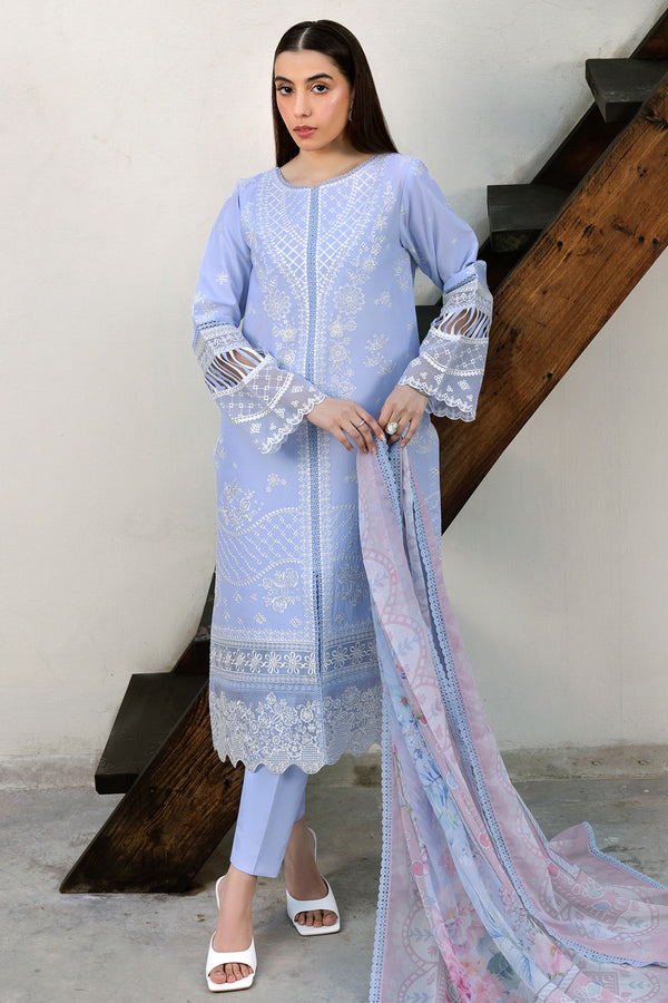 Farasha | Summer Weaves Embroidered Lawn | Serene Blue by Farasha - Designer Dress - Type: Ladies Clothes - Available at Sana Yasir - 100% Original