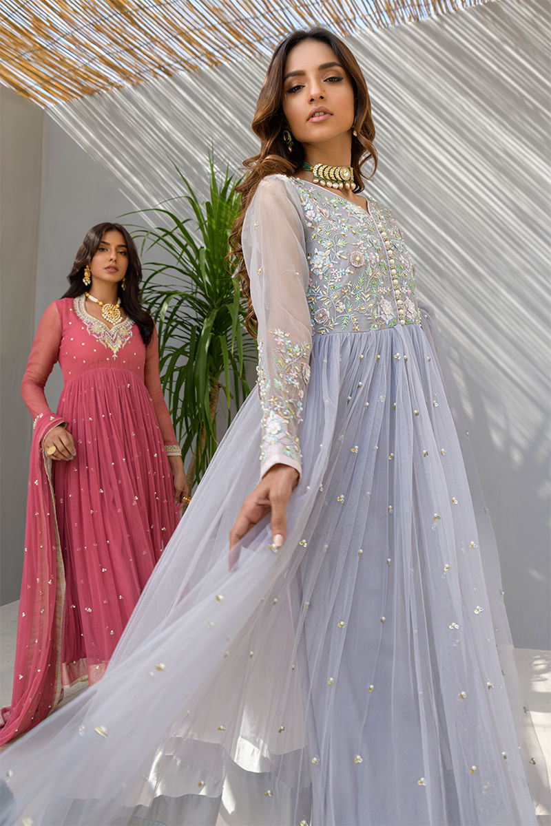 Fatima Khan | Best Sellers 24 | CRYSTAL GREY by Fatima Khan - Designer Dress - Type: Luxury - Available at Sana Yasir - 100% Original